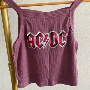 AC/DC Purple Mauve Ribbed Crop Top